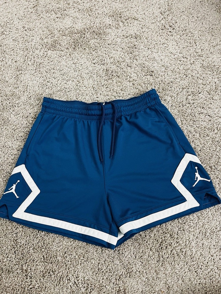 Nike Air Jordan Dri-FIT Shorts Mens Large Blue White Basketball Athletic Gym 4”