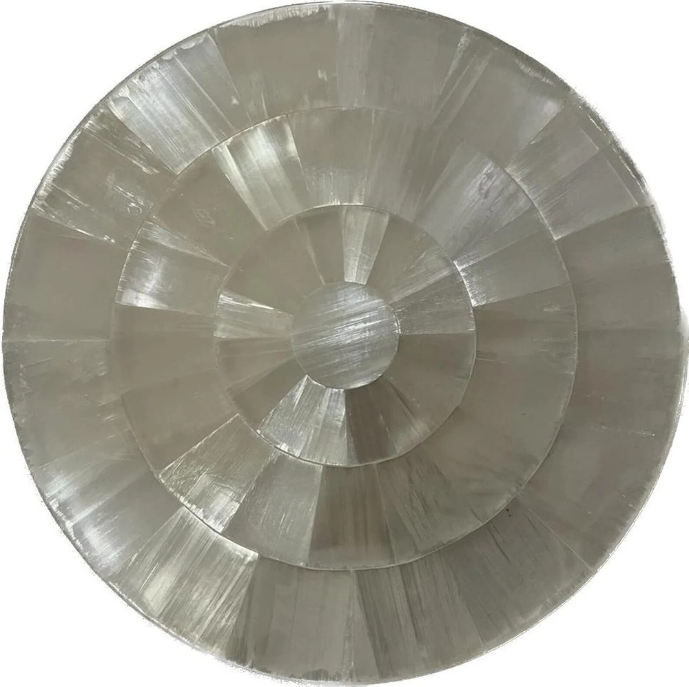 Selenite Crystal Sunburst Coffee Table Handcrafted Gemstone Art Furniture  