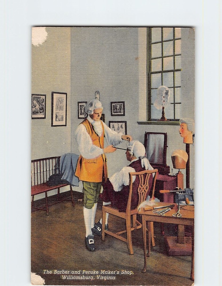 Postcard Barber & Peruke Maker's Shop Williamsburg Virginia USA