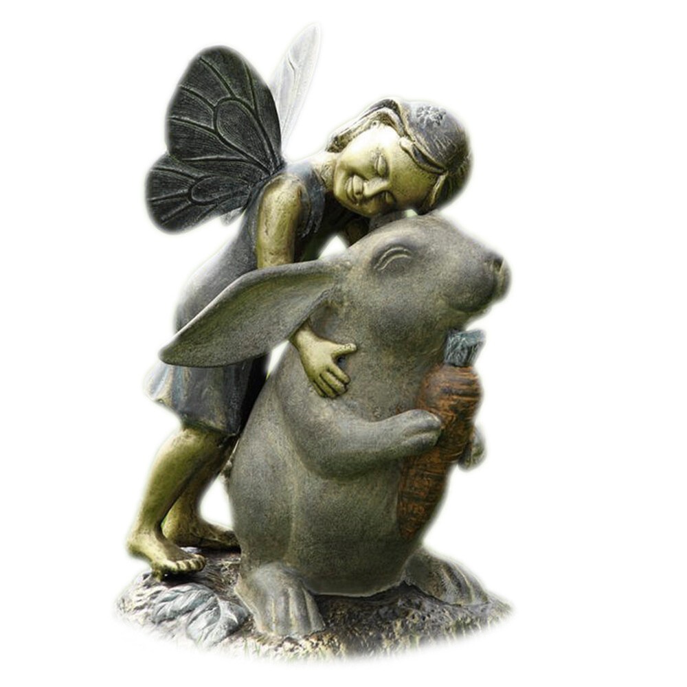 Adorable Fairy and Bunny Happiness Garden Statue