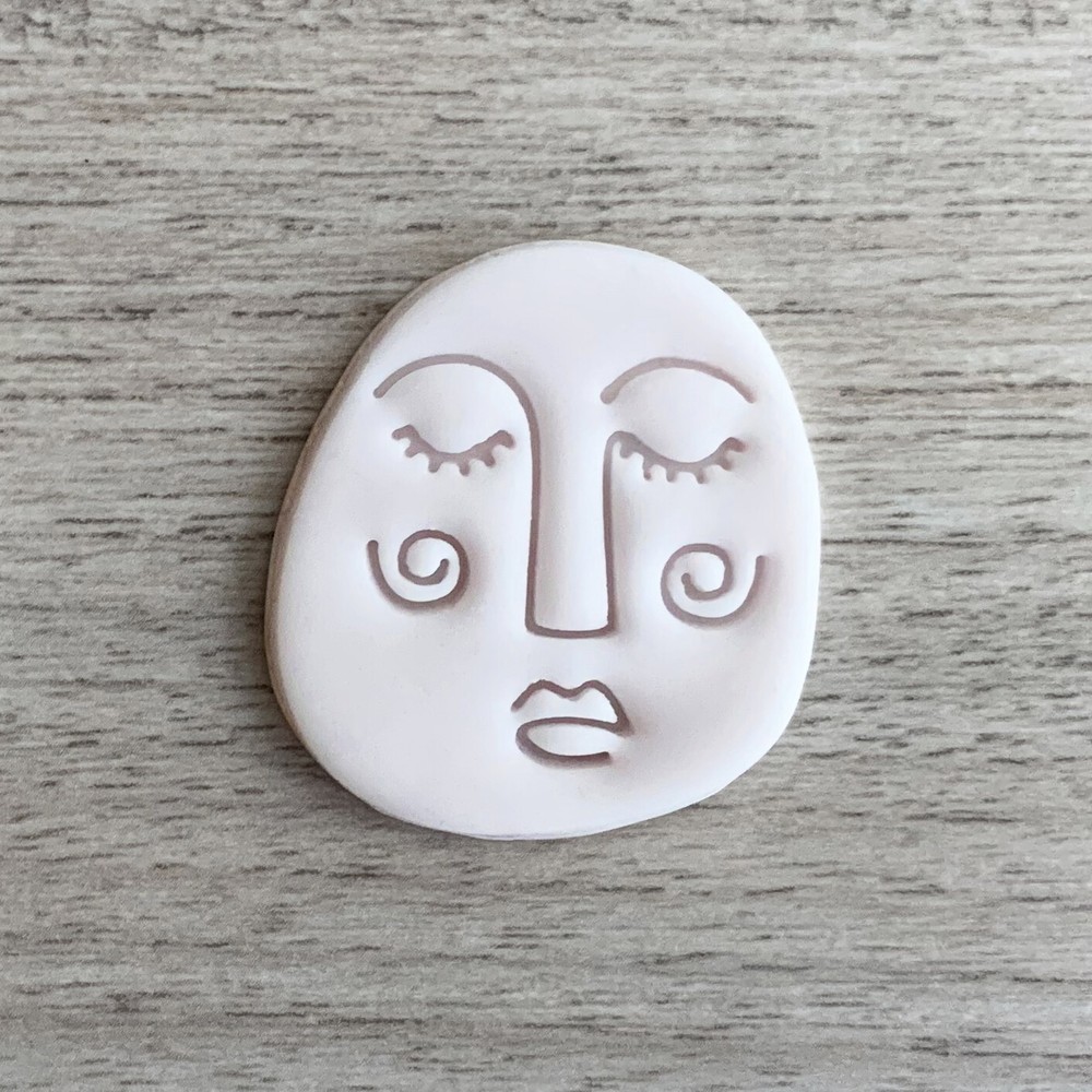 Abstract Face 7 Embossing Stamp for Fondant Clay Ceramics Soap DIY Crafts  -image