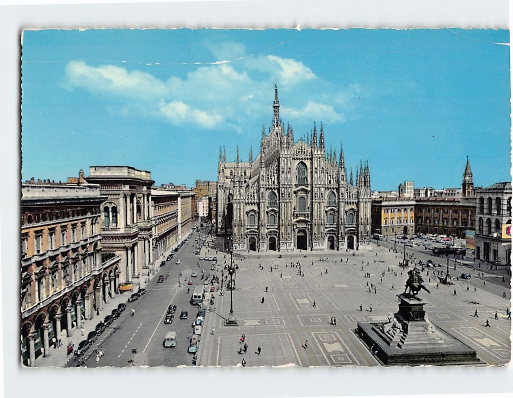 Postcard Milan Cathedral & Piazza del Duomo in Milan Italy