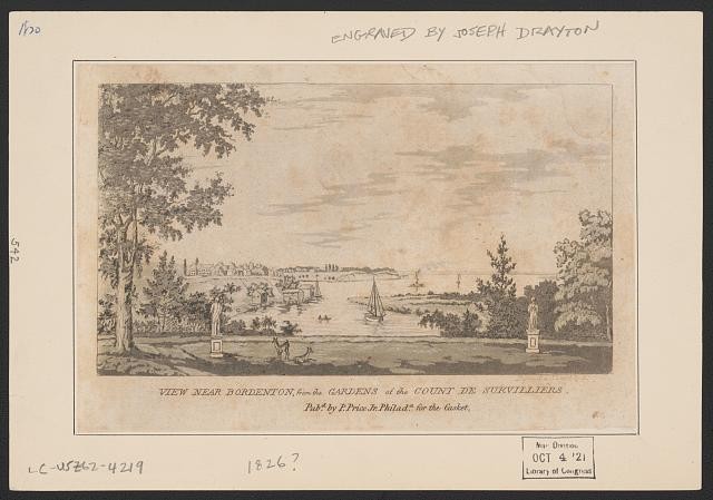 Photo:Bordentown New Jersey Joseph Bonaparte Gardens Harbor View 1826