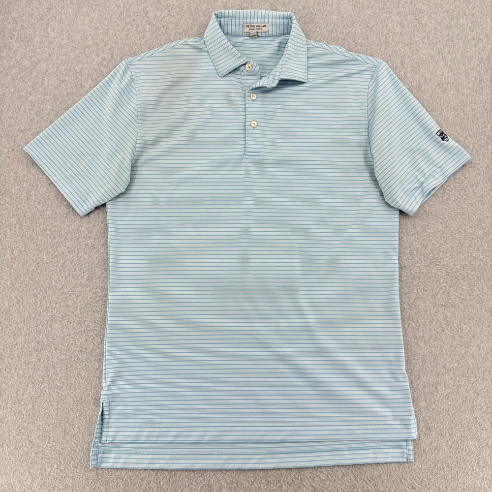 Peter Millar Summer Comfort Shirt Men's Small Blue Striped S/S Golf Polo FLAW*