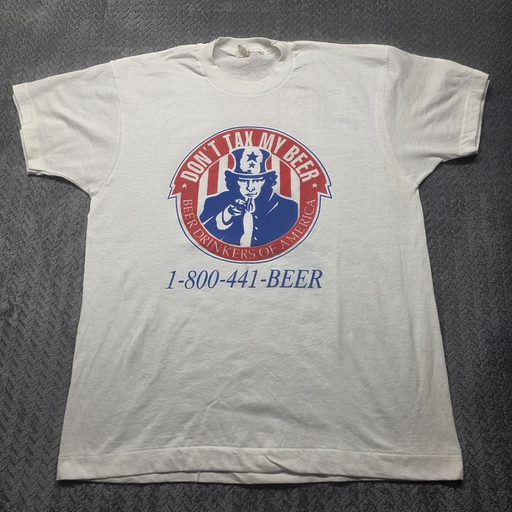 VTG Don’t Tax My Beer T-Shirt Men's XL White Screen Stars USA Made Spring Break