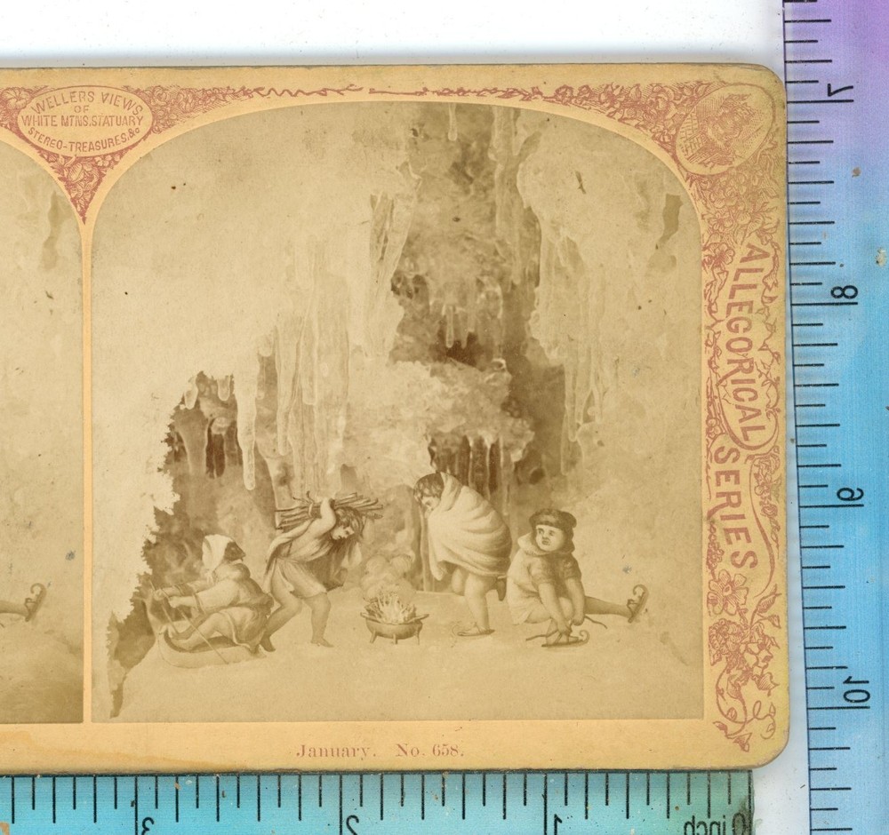 January Allegorical F.G. Weller Early Genre Stereoview