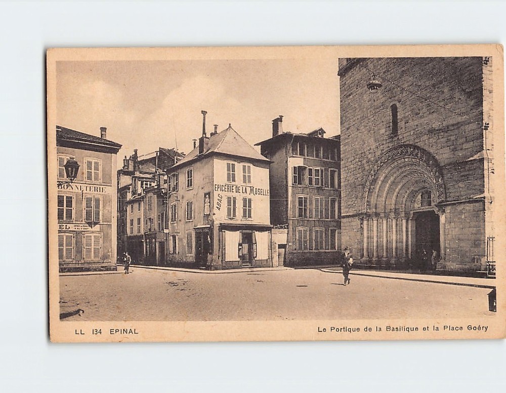 Postcard Le Portique de la Basilique et la Place Saint-Goëry Épinal France