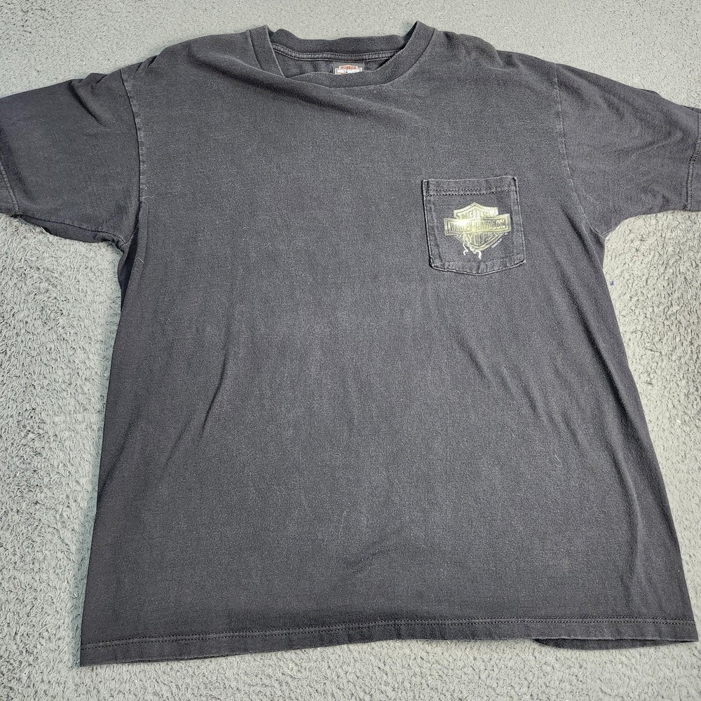 Vintage Harley-Davidson Shirt Mens XL Black Paris Bastille France Pocket 2000s