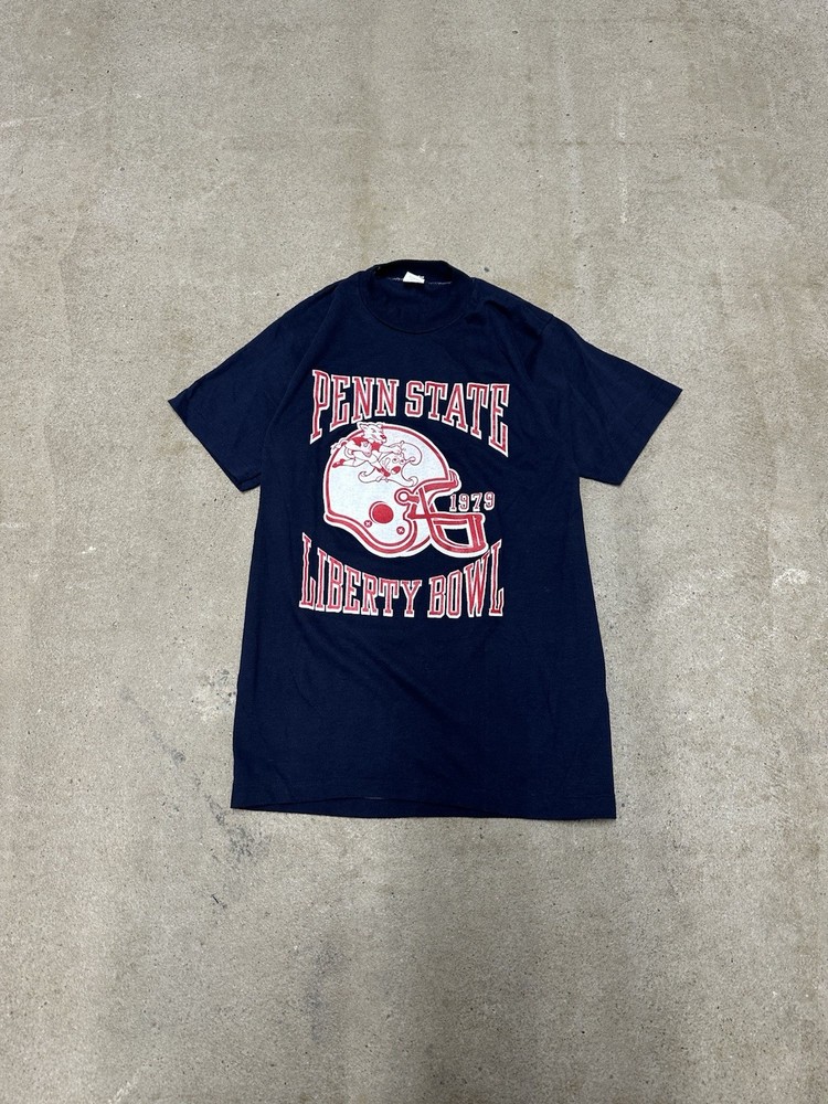 Vintage 70s Medium Liberty Bowl Penn State T-Shirt Blue Single Stitch Lion Tee