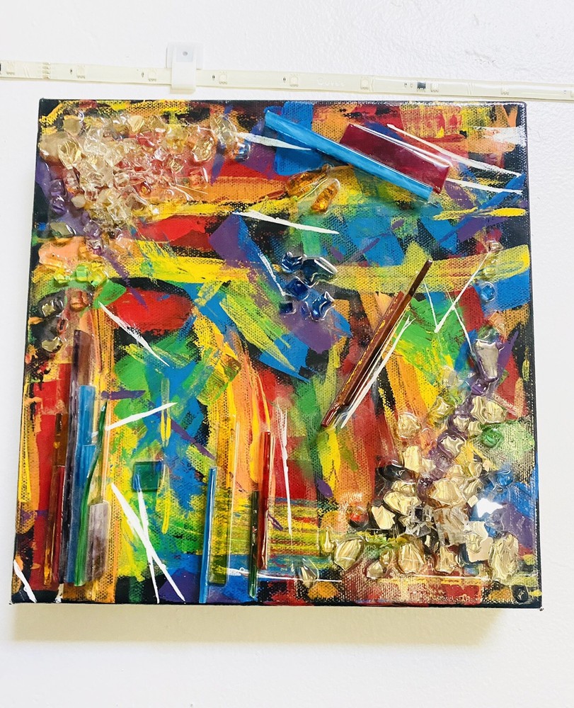 Abstract Art  Canvas Painting  Rainbow  High Gloss Finish   5x5-image