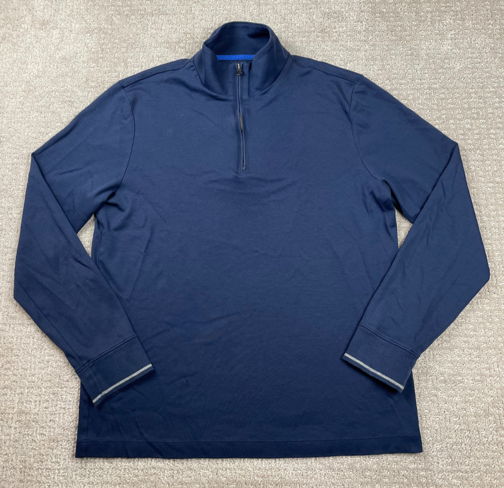 Banana Republic Pullover Mens L Navy 1/4 Zip Long Sleeve Stretch Luxury Touch