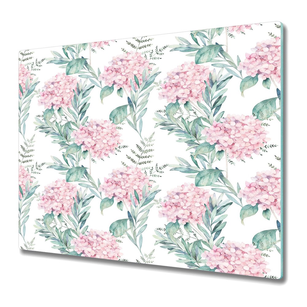Glass Worktop Saver Kitchen Pale Pink Flowers Bright Elegant Painting 60x52