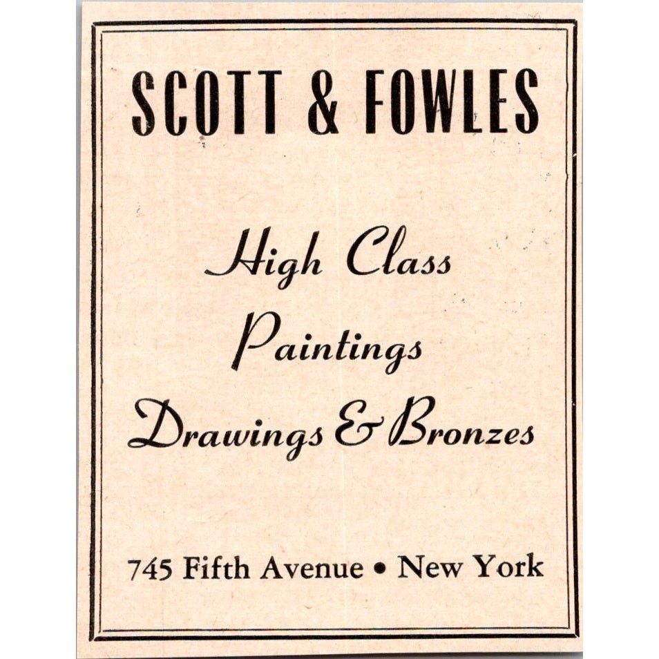 Scott & Fowles High Class Paintings Drawings & Bronzes New York 1943 Ad SAJ5-M4