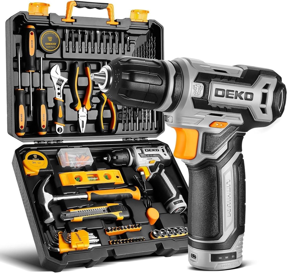 Power Drill Tool Set Kit: Cordless Drill Tool Box with 12V Battery Electric D...