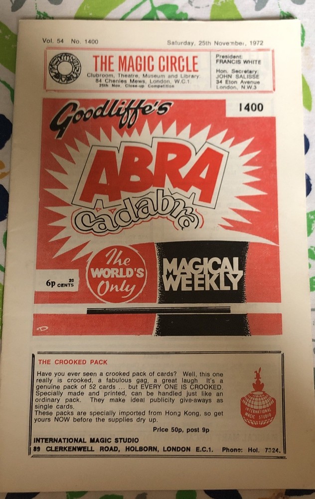 Vintage Magic / Magician Literature: Abra Cadabra # 1400 November 25, 1972.-image