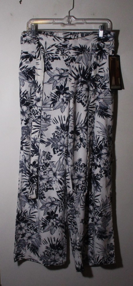 Linen SOUND Style Blue Linen Wide Leg Pants Size M NWT