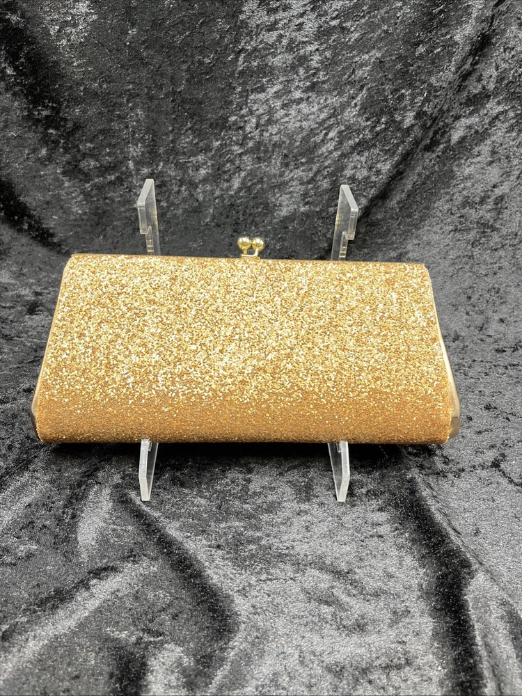 Kiss Lock MCM Vtg Clutch Bag Formal Glitter Purse Sparkle Elegant Prom Wedding