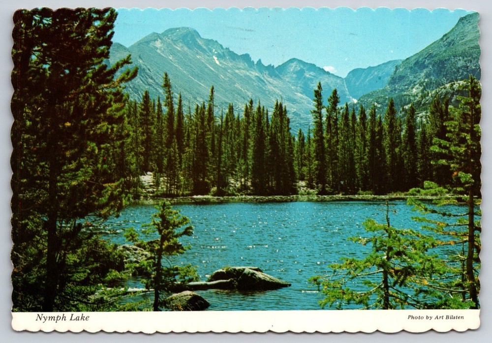 Colorado Postcard Nymph Lake Longs Peak Rocky Mountain National Park USA Posted
