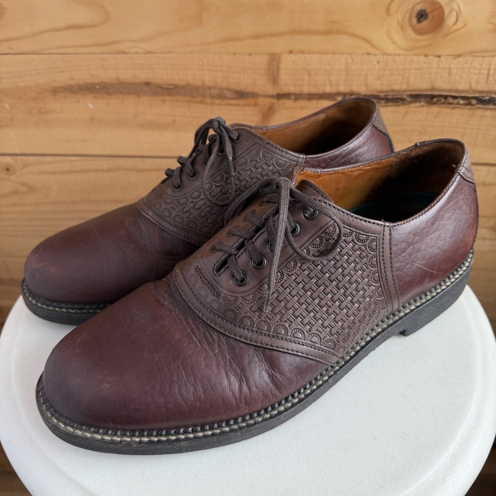 H.S. Trask Brown Bison Leather Bozeman MT. Collection Oxford Derby Shoes Sz 11