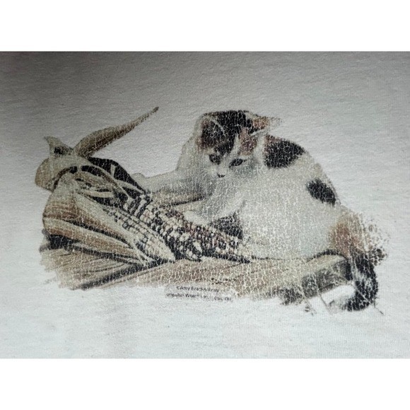 Vintage 90's Farm Kitten Cats Animal Double Graphic T-Shirt Size Men's XL