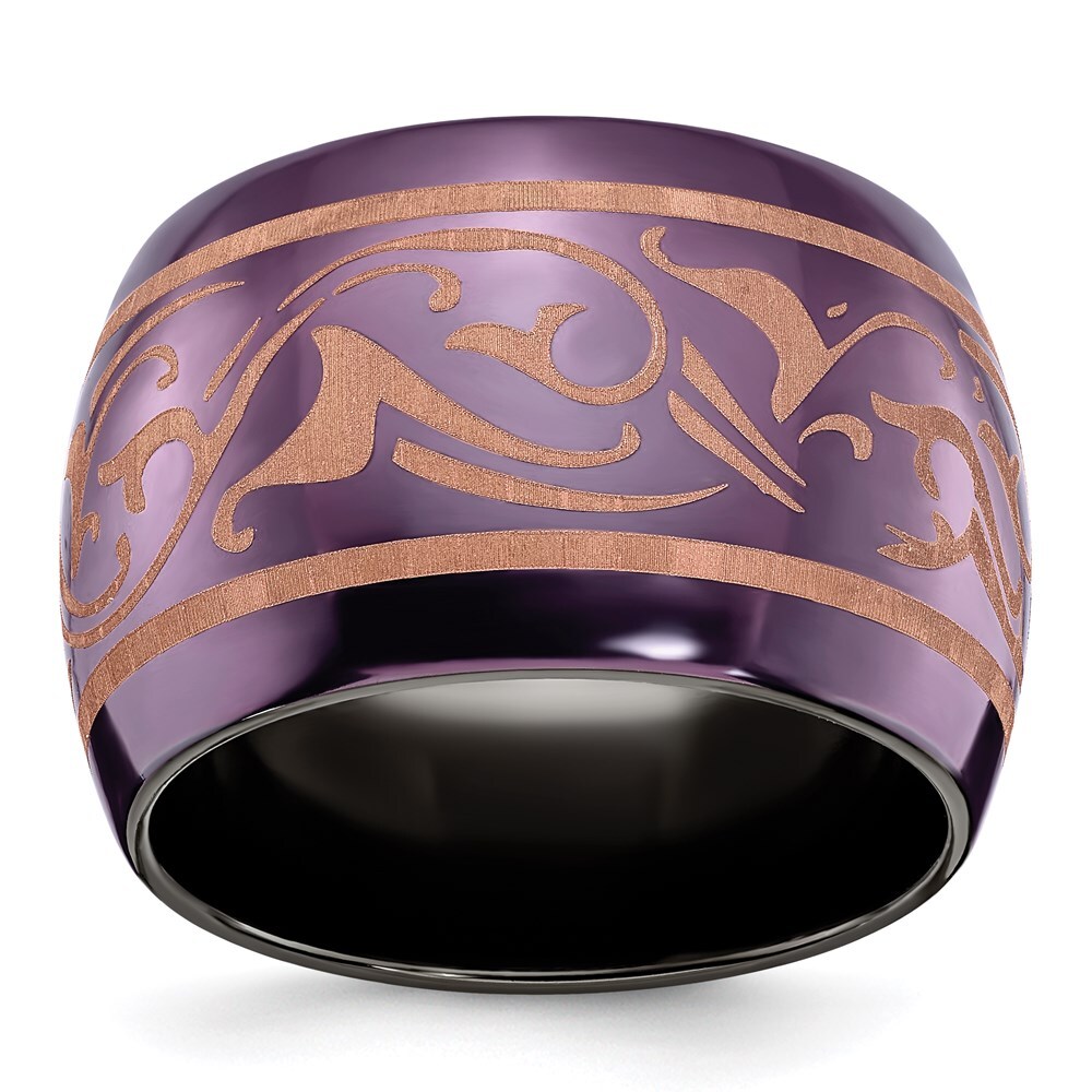 Black Titanium Domed Anodized Copper Color Band Ring Size 10