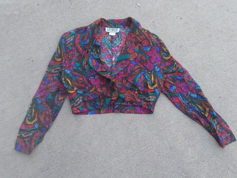 Vintage La Belle Fashions Top Women's Small Crop Top Long Sleeve 90s Style