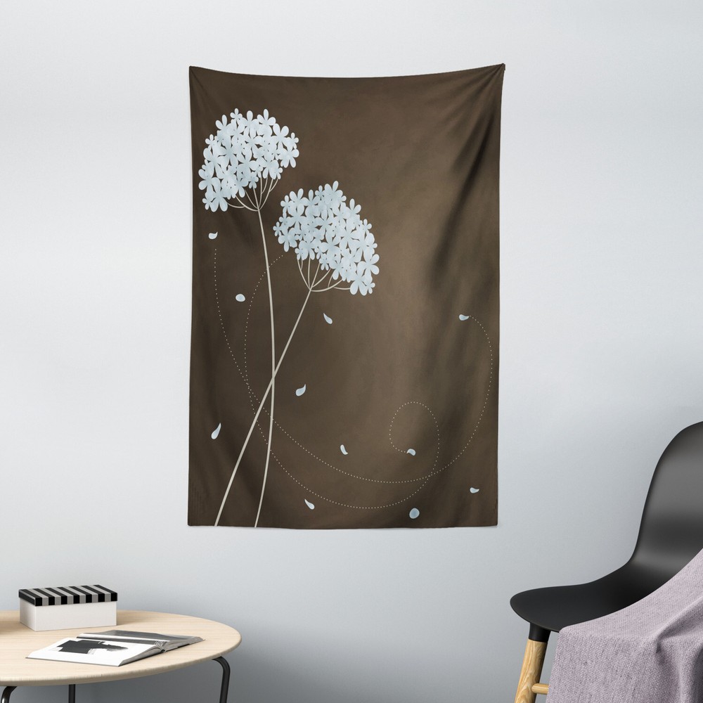 Brown and Blue Tapestry Falling Leaves Print Wall Hanging Decor