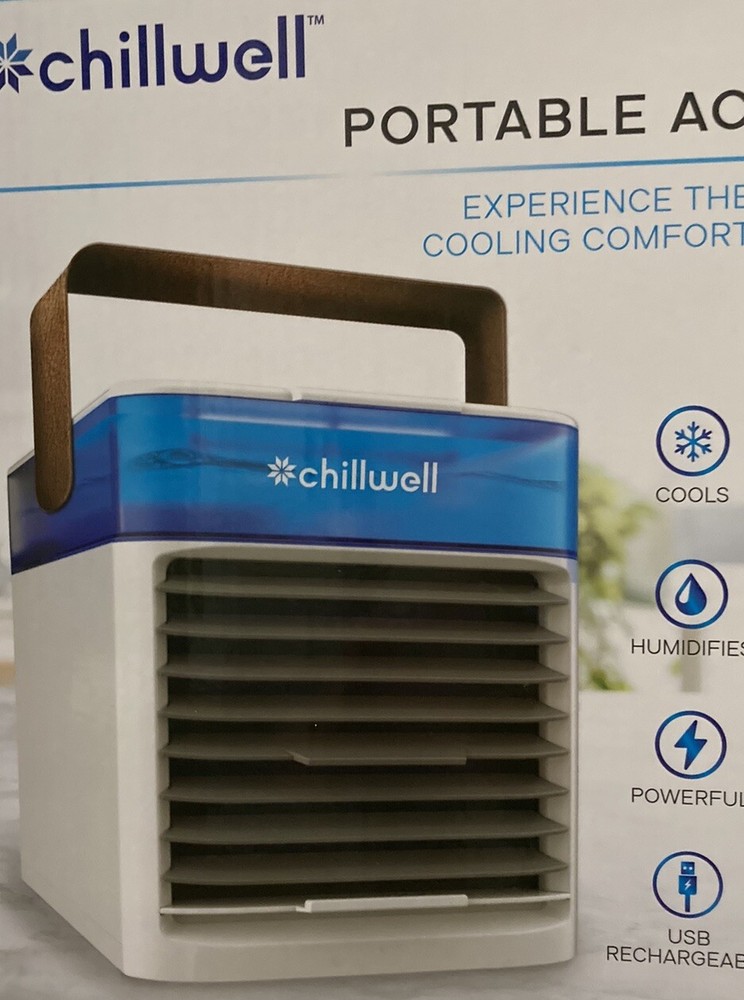 Chillwell Portable Powerful AC Cordless USB Rechargeable - Cools and Humidifies