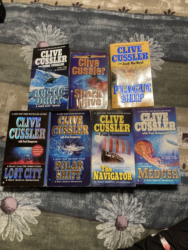 Lot of 7 Clive Cussler Books Paperback Action Adventure Numa, Dirk Pitt & Oregon
