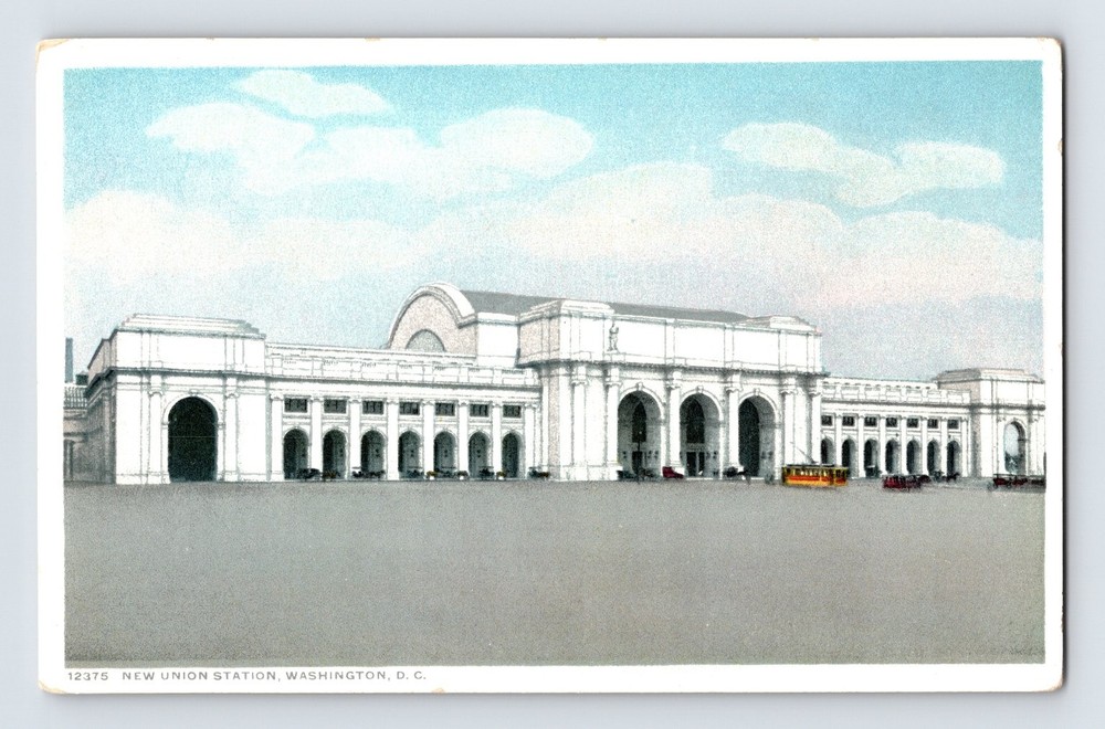 Vintage Union Station Washington D.C. Lithograph Postcard 1919