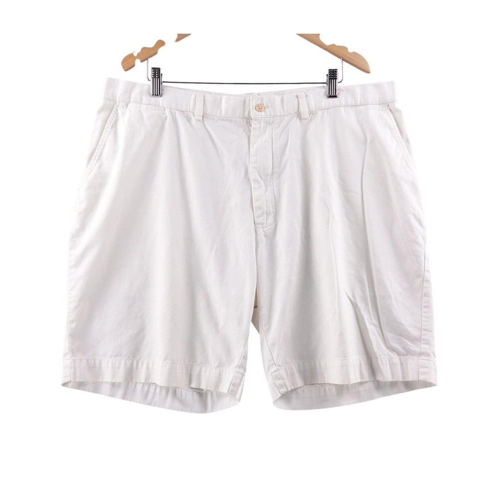 Polo Ralph Lauren Men White Chino Flat Front Shorts Size 42 Casual Comfort