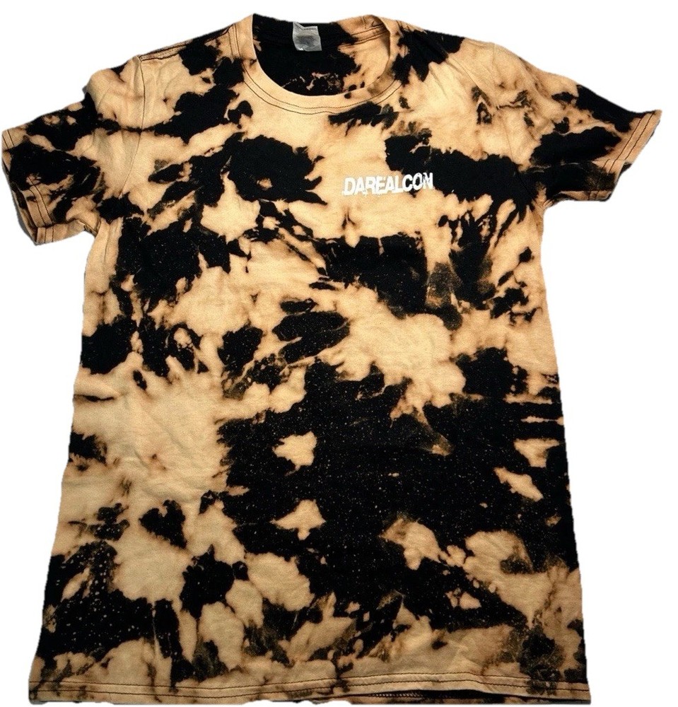Gildan Softstyle Tie Dye T Shirt Mens Small Black Tan Acid Wash Graphic Tee(198)