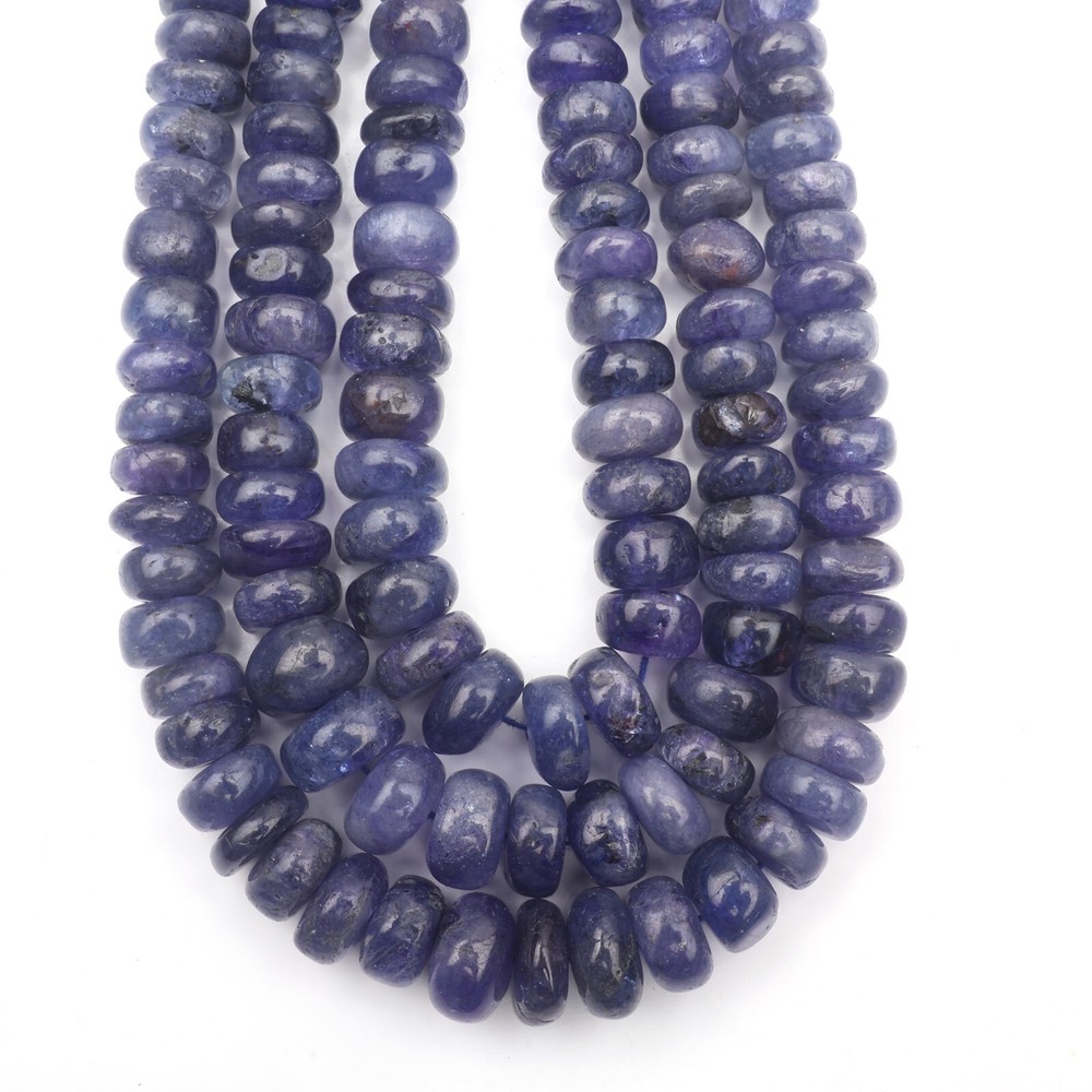 Natural Tanzanite Beads Smooth Rondelle Shape Beads 8 Inch Strand 7-10 MM Beads