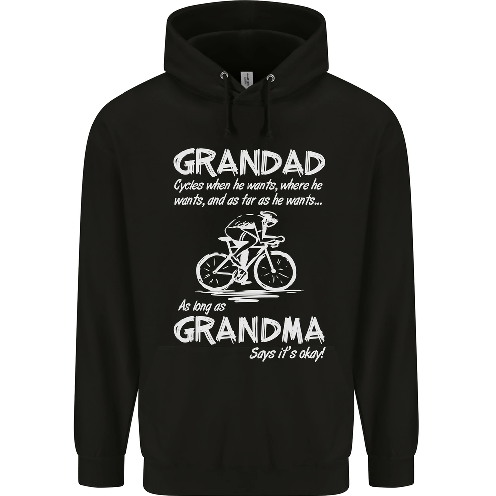 Grandad Cycles When He Wants Cycling Bike Mens 80% Cotton Hoodie