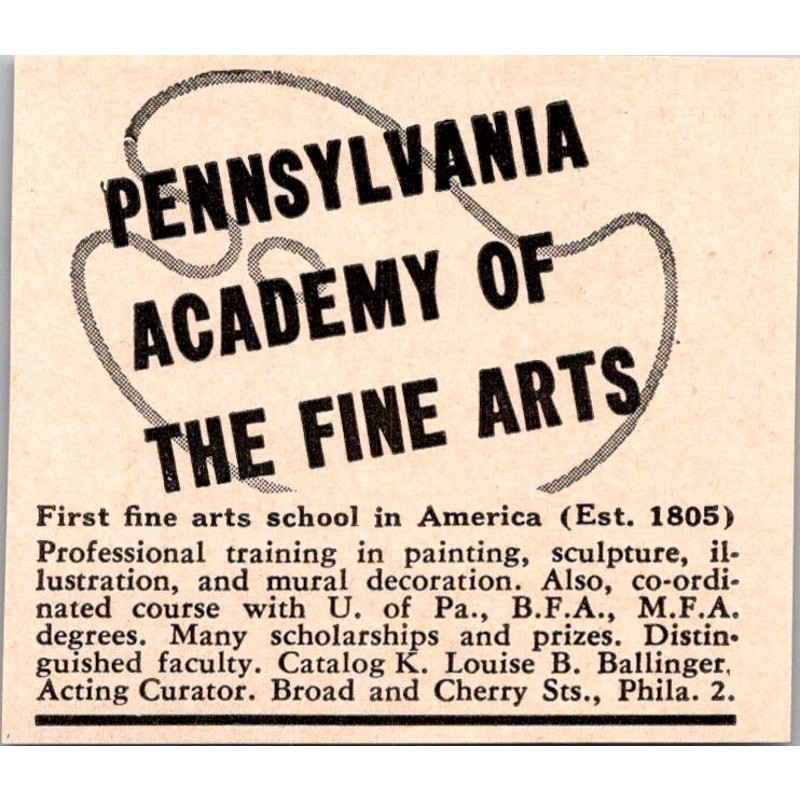 Pennsylvania Academy Of The Fine Arts Louise Ballinger Phila 1943 Ad SAJ5-M4-image