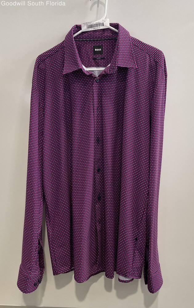Hugo Boss Mens Multicolor Geometric Print Long Sleeve Button-Up Shirt Size XXL
