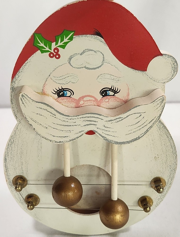 Vintage Wooden Hand Painted Santa Christmas Musical Door Chime Harp/ Magnetic