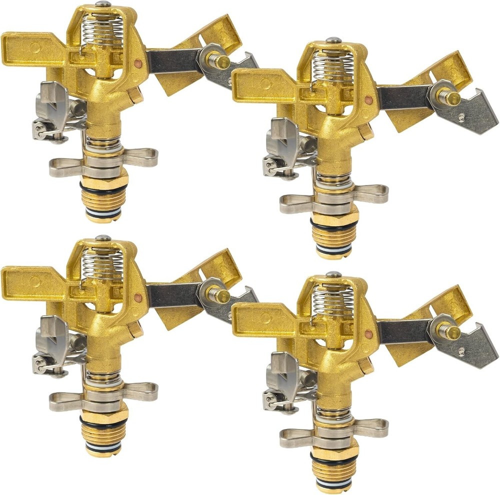 Durable Brass Watering Heads - 0-360 Degrees Adjustable for Outdoor Use - 4 Pack