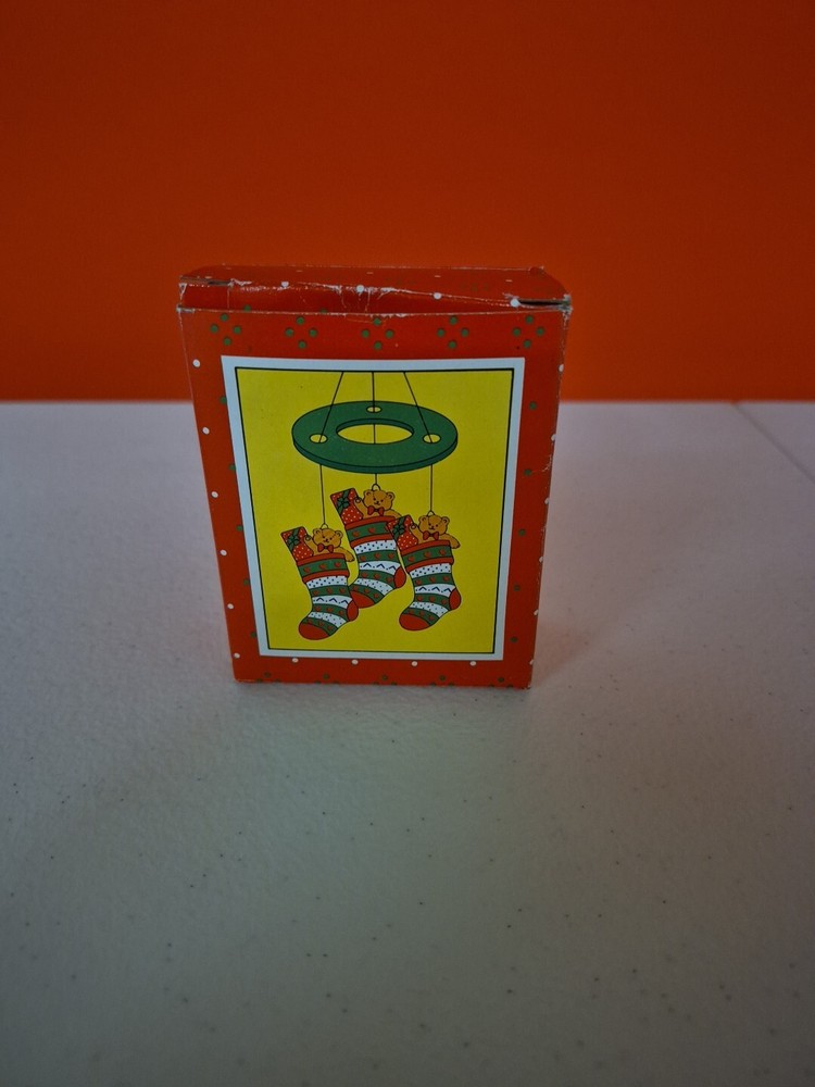 Miniature Holiday Wind Chime Porcelain Christmas Stocking Vintage Decor