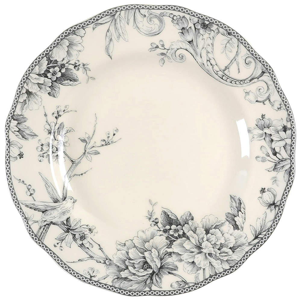 222 Fifth Adelaide Grey and White 10.5-Inch Dinner Plate 11687144