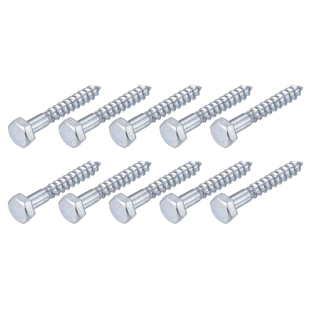 Hex Lag Screws (M10x70mm)10Pcs, Carbon Steel Self-Tapping Wood Bolts