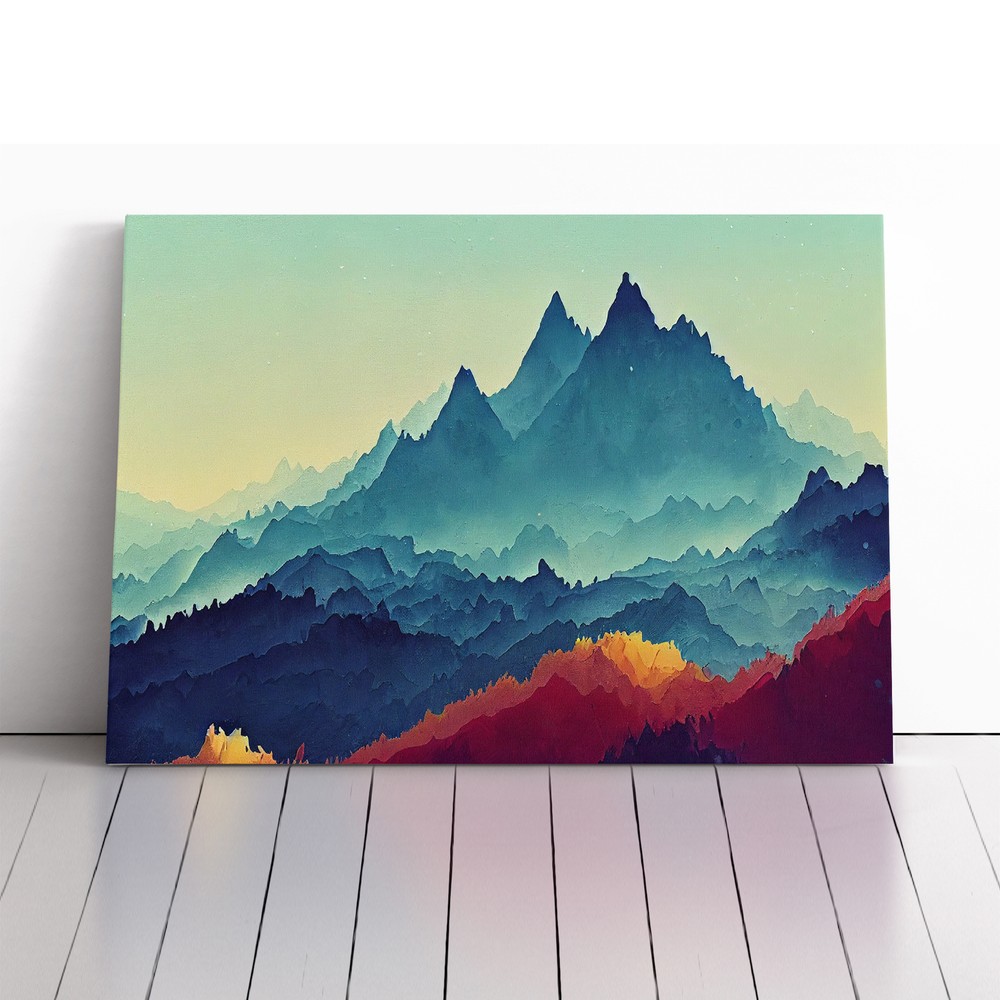 Flawless Painted Mountains Canvas Wall Art Print Framed Picture Dining Room