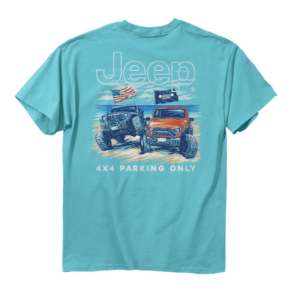 Jeep Flex Tee Graphic T-Shirt Turquoise Off-Road 4x4 Parking Mens
