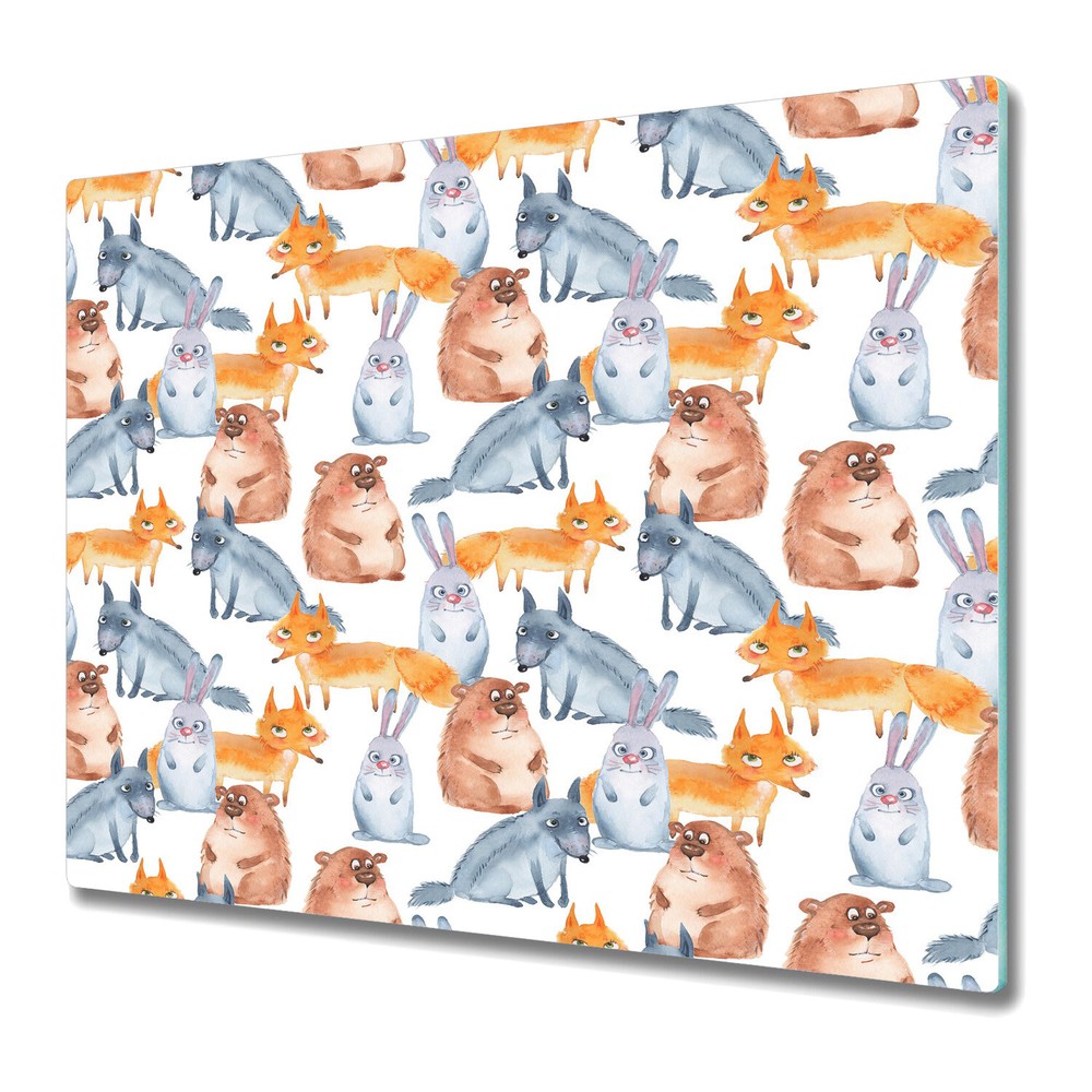 Glass Induction Ceramic Hob Cover Cute Animals Wild animals Fox 60x52
