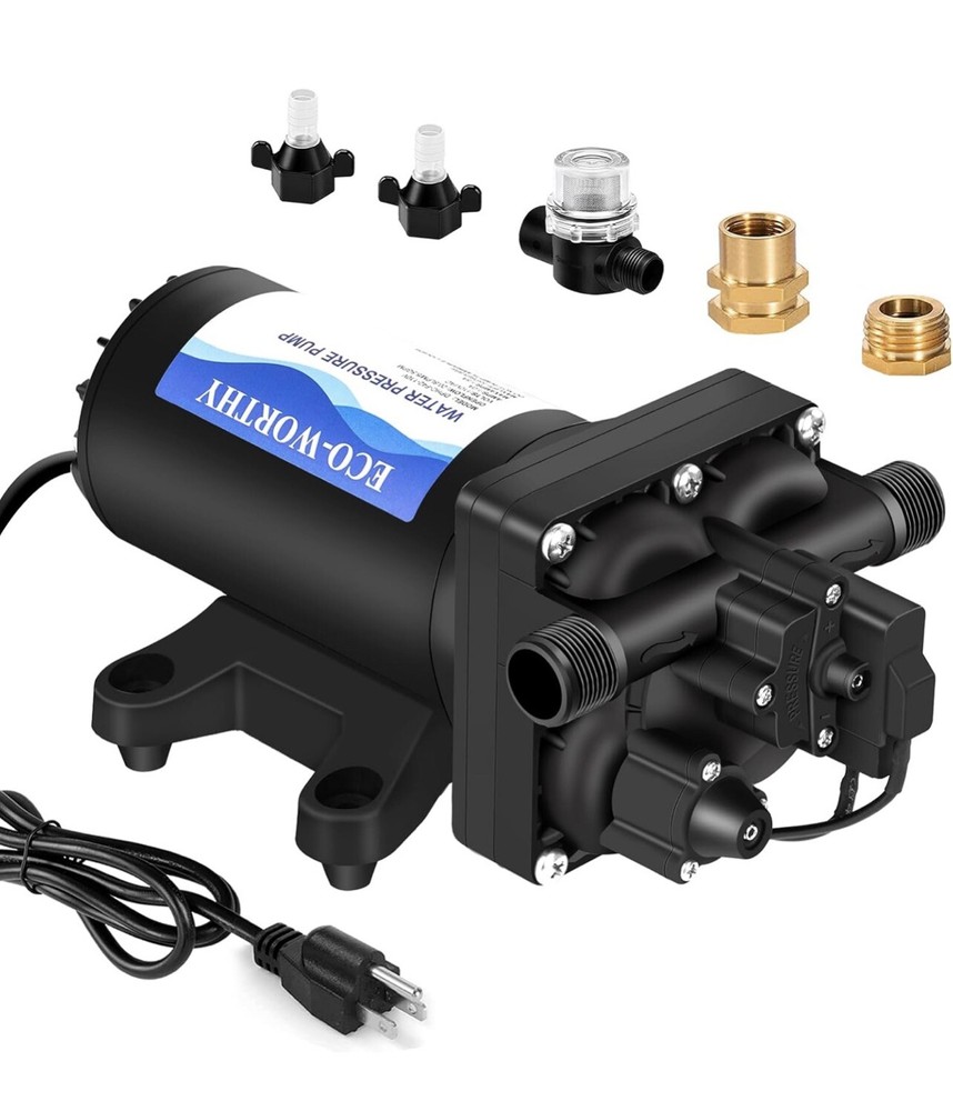 Up-grade 110V AC Fresh Transfer Diaphragm Water Pump On Demand 5.5GPM 70PSI-image