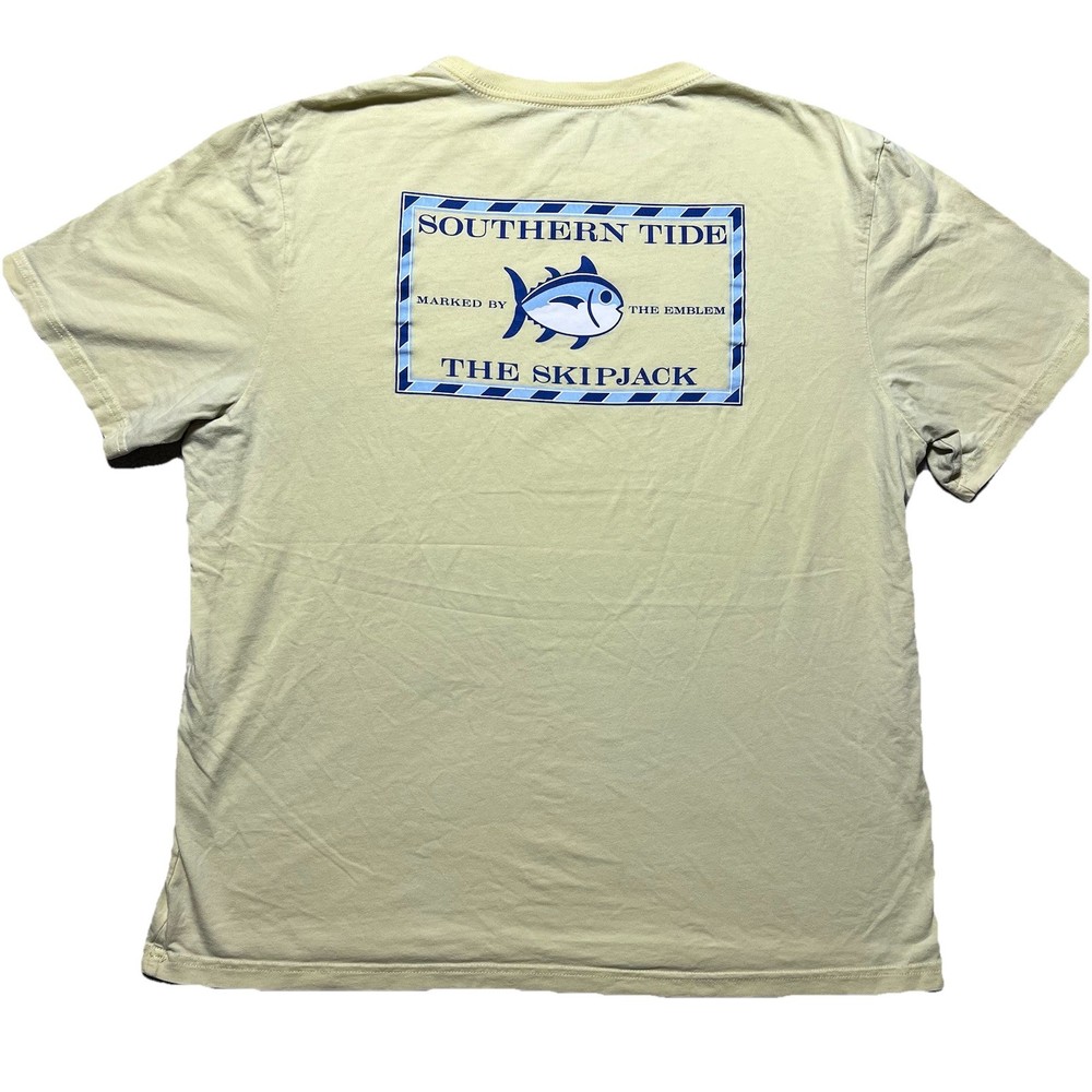 Southern Tide Skipjack Yellow T Shirt Mens Large Fishing Logo Tee