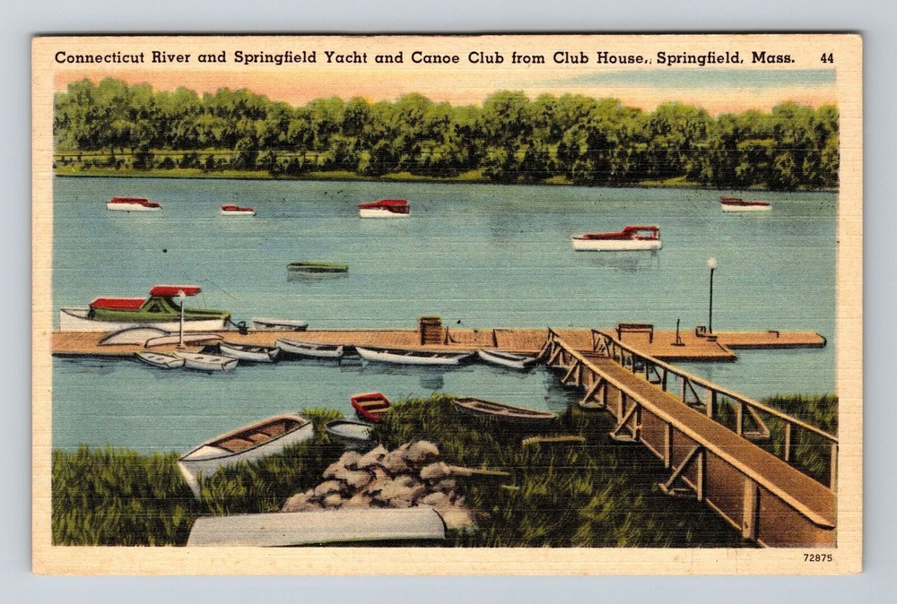 Springfield MA-Massachusetts, Yacht & Canoe Club, Vintage Postcard