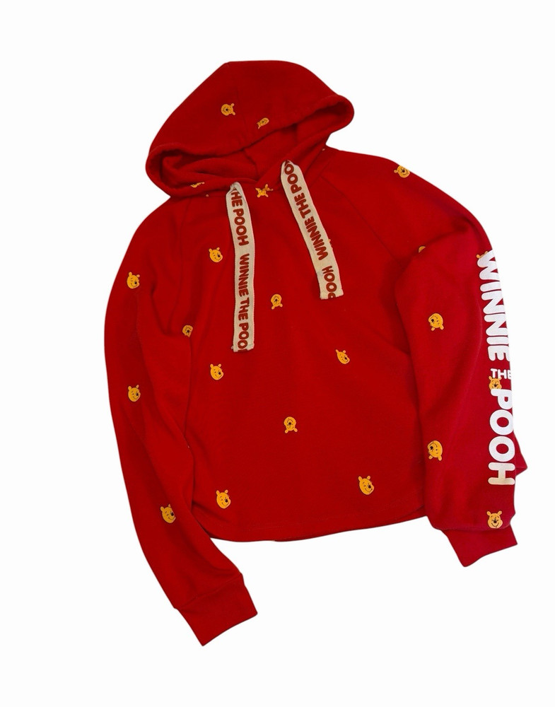 Disney Winnie the Pooh Red Pullover Hoodie Fleece Blend Logo Women’s M