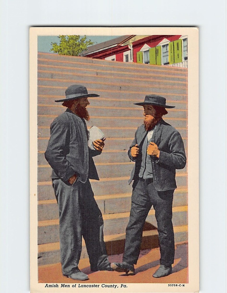 Postcard Amish Men of Lancaster County Pennsylvania USA