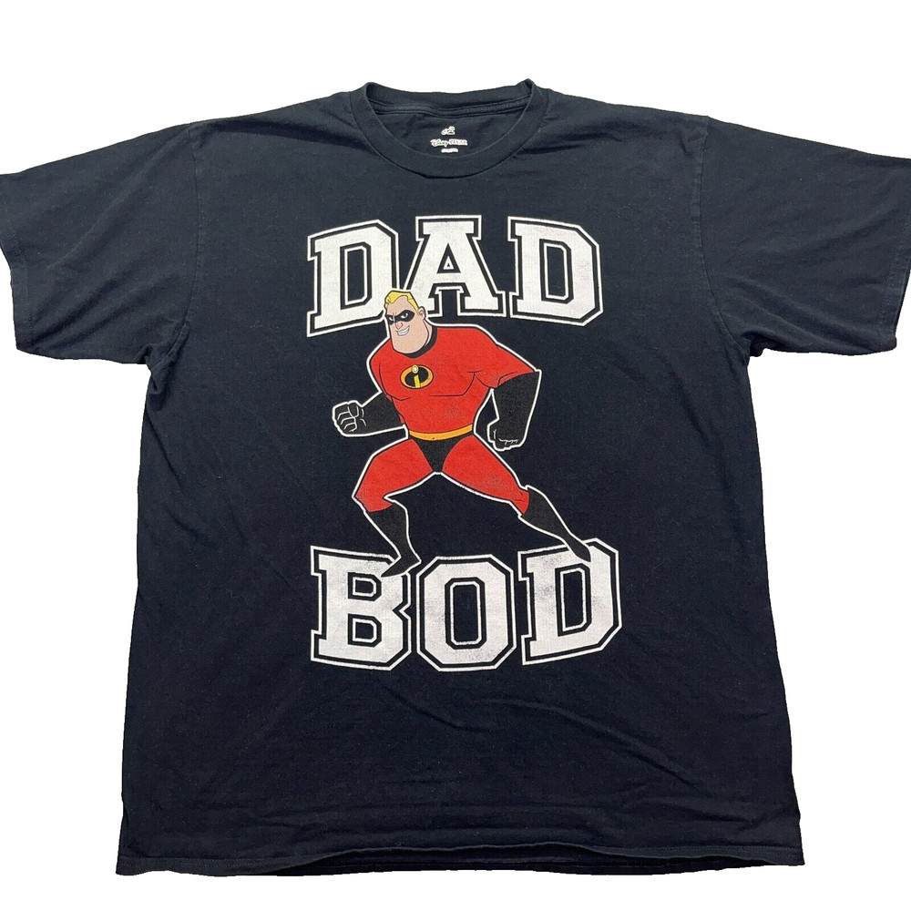 DISNEY MR. INCREDIBLE DAD BOD T-SHIRT funny Black pixar incredibles 2 MEN Sz S